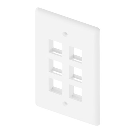 UNIRISE USA 6Port Wall Plate, Single Gang, White WP-6P-WHT